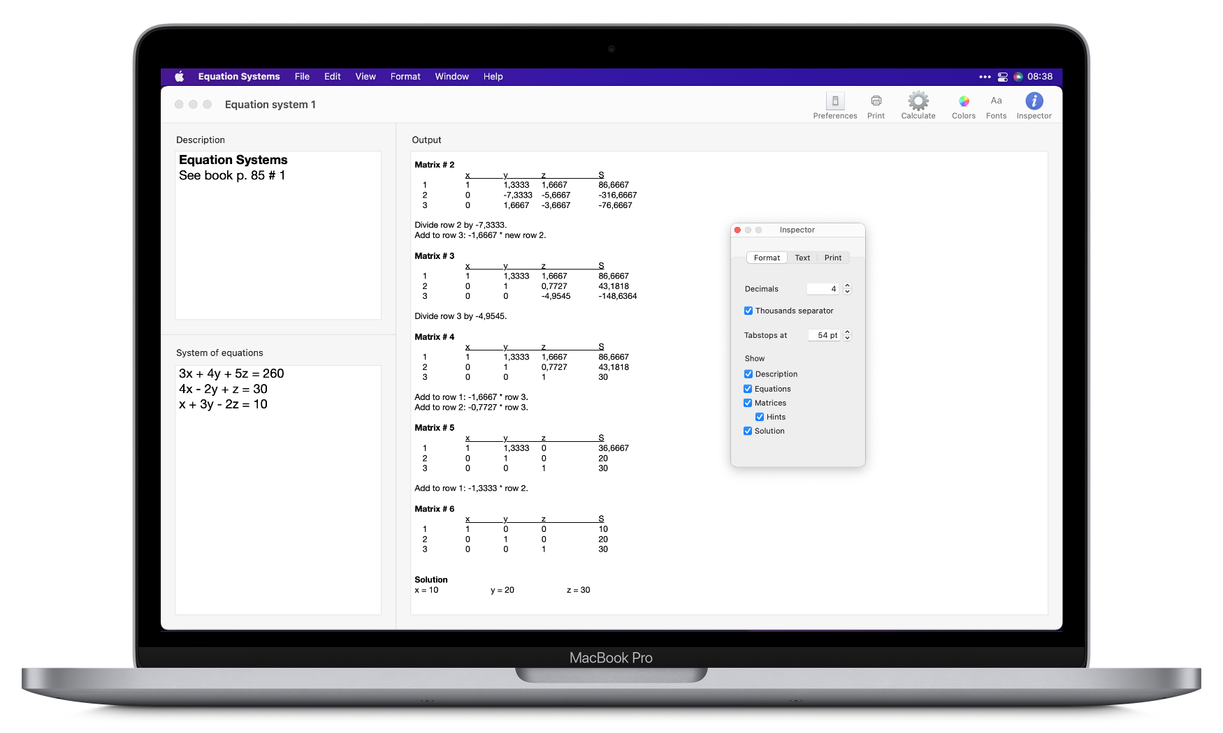 MacBook Pro with Equation Systems